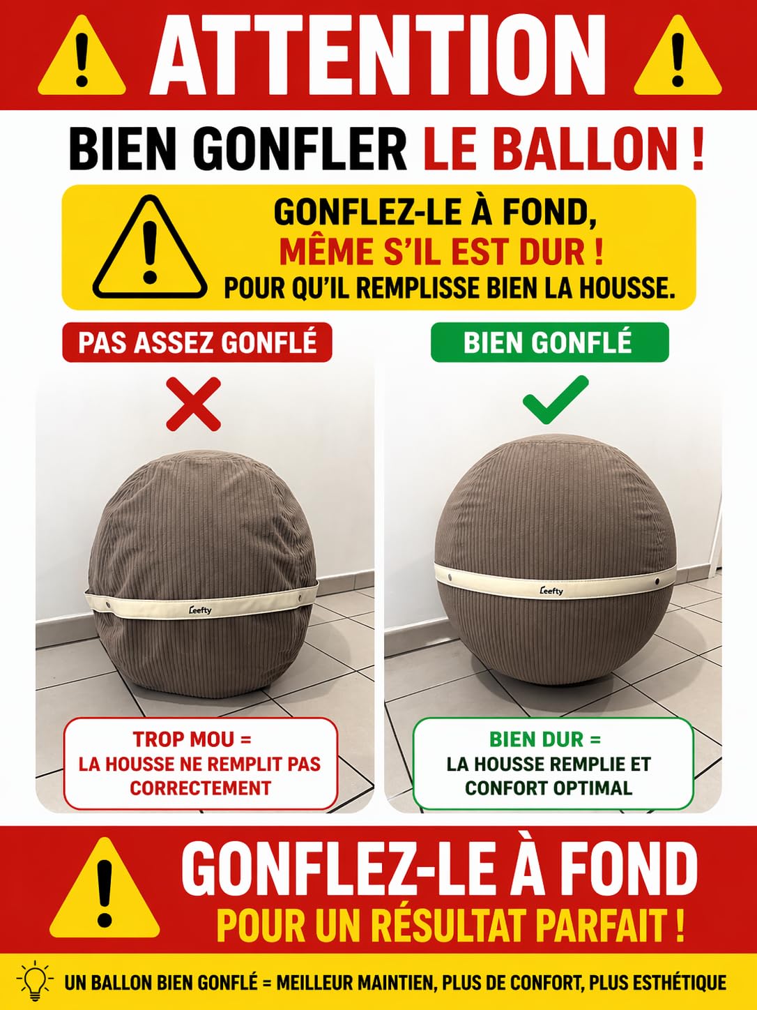 Ballon Chaise de Bureau Ergonomique – Ballon de Yoga 65 cm avec Base Anti-Dérapante-Siège Actif pour Bureau, Grossesse, Fitness &Yoga | Ballon d’Exercice Renforcé Anti-Éclatement