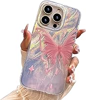Vista 17 de I-MGAE-IN-AR - Funda compacta para iPhone 16 Pro Max con diseño de mariposa plateada brillante, a la moda, suave, delgada, de poliuretano