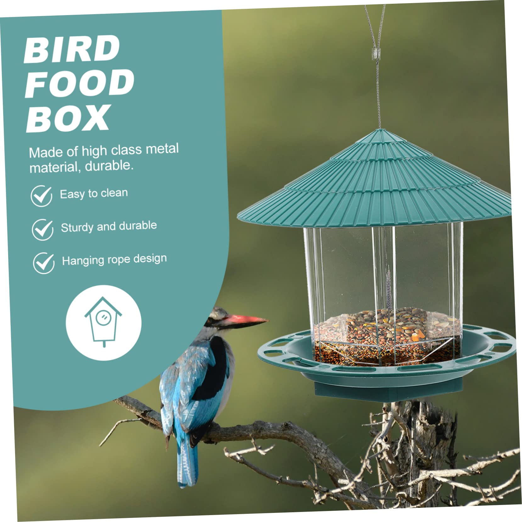 Hemobllo Suspendue pour Oiseaux Transparent Nourrisseur Multifonction pour Jardin Balcon Courtyard Décoration Alimentation Oiseaux Plein Air