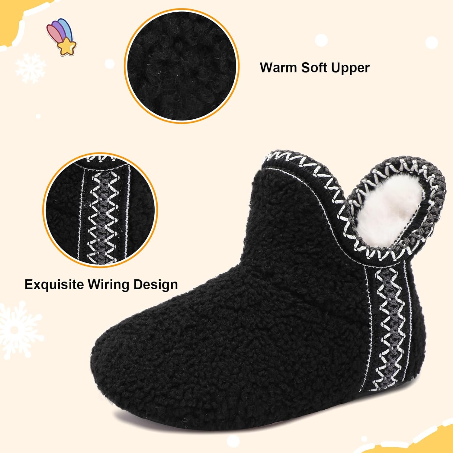LeIsfIt Toddler Slippers Boys Girls Cozy Warm House Shoes Kids Non-slip Winter Slipper Booties Slip on Plush Lining Sock Slippers - Image 7