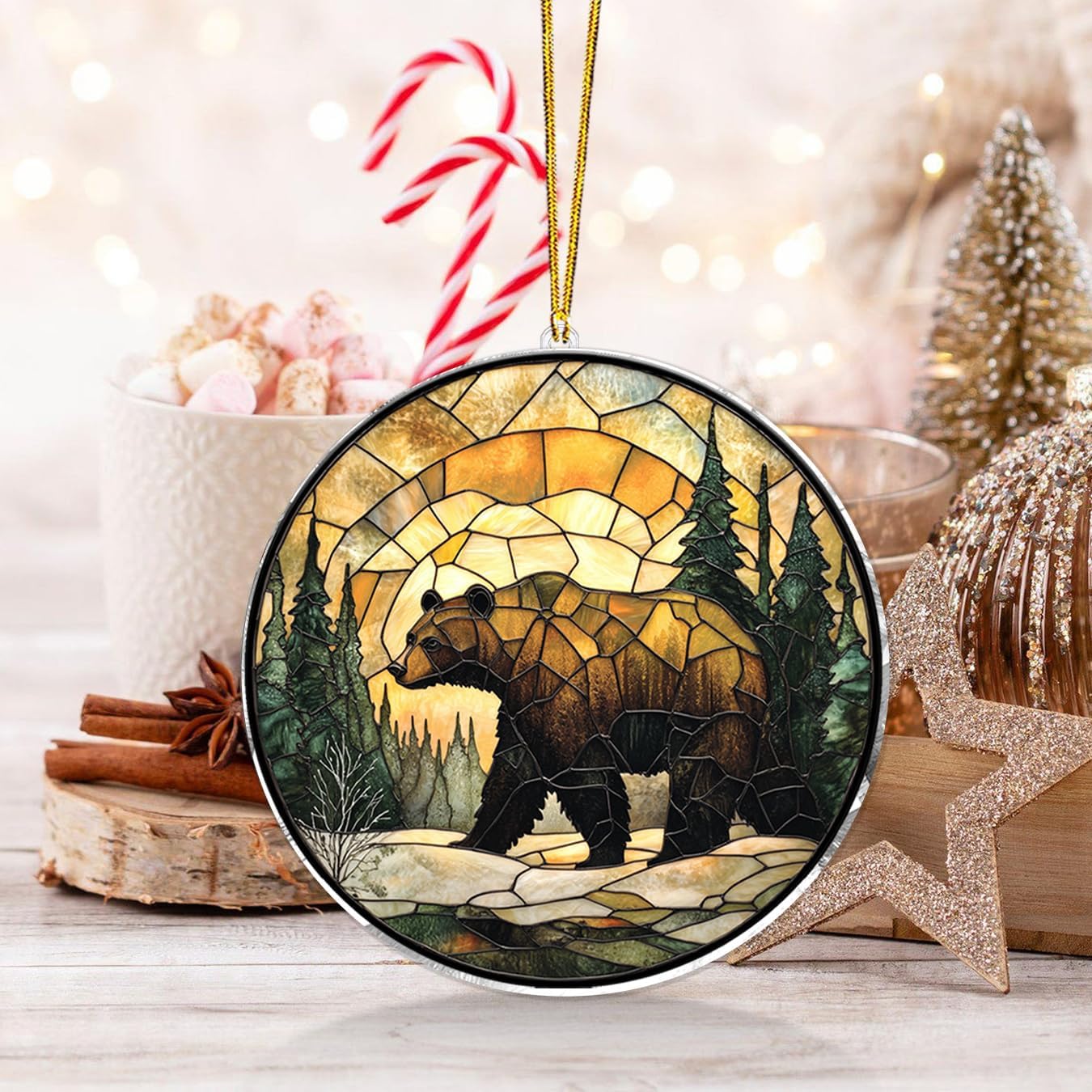 Bear Suncatcher – Grizzly Bear Window Hanging Art for Cabin Decor, Rustic Nature Wildlife Gift for Outdoors Lovers – Forest Animal Window Ornamen, Nature Lover Gift for Outdoors Enthusiastst (Sun-29) - Image 6