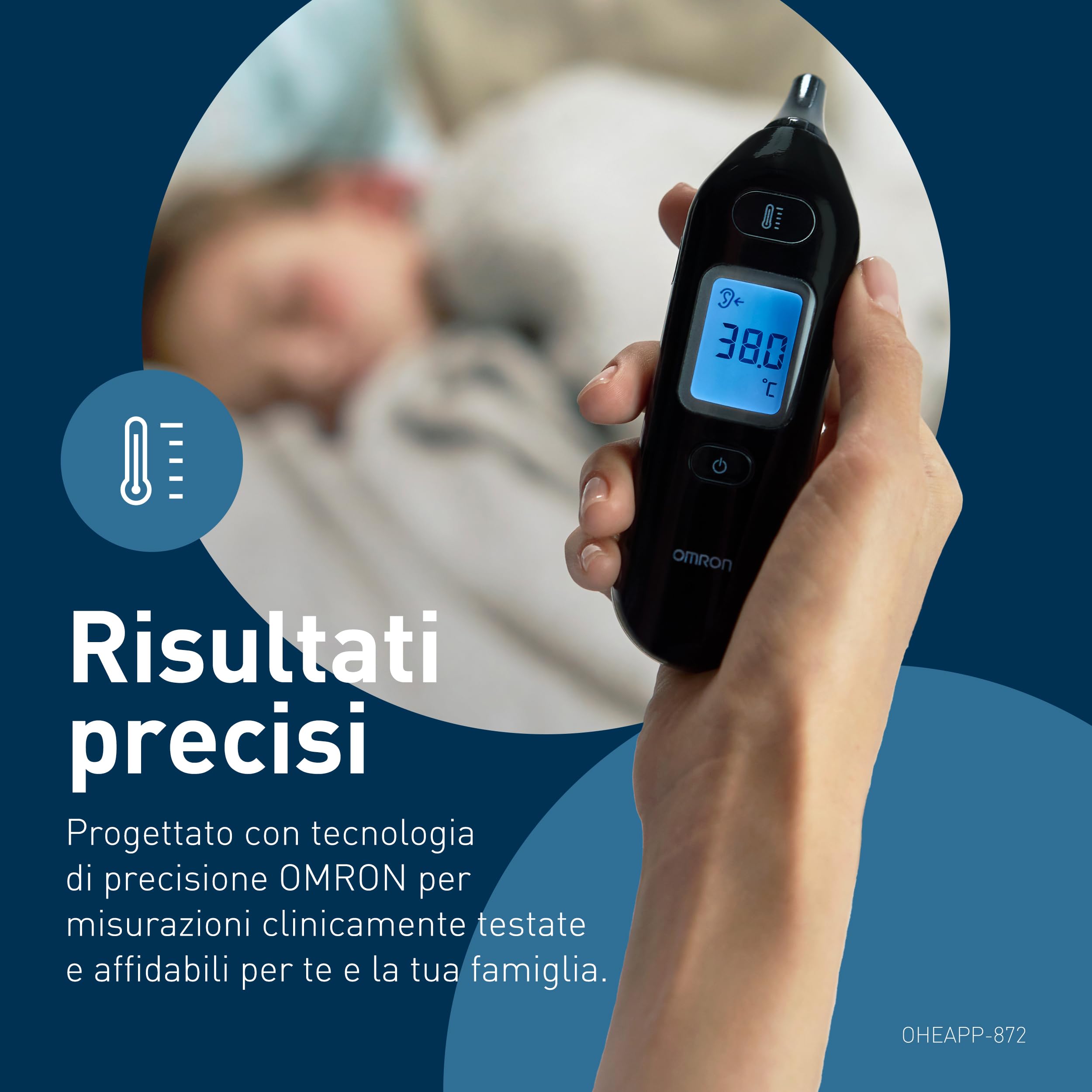 OMRON Gentle Temp 533, Termometro auricolare per misurazioni rapide e accurate senza contatto in 1 secondo, Termometro auricolare bambini e neonati preciso, silenzioso e senza bisogno di coprisonda