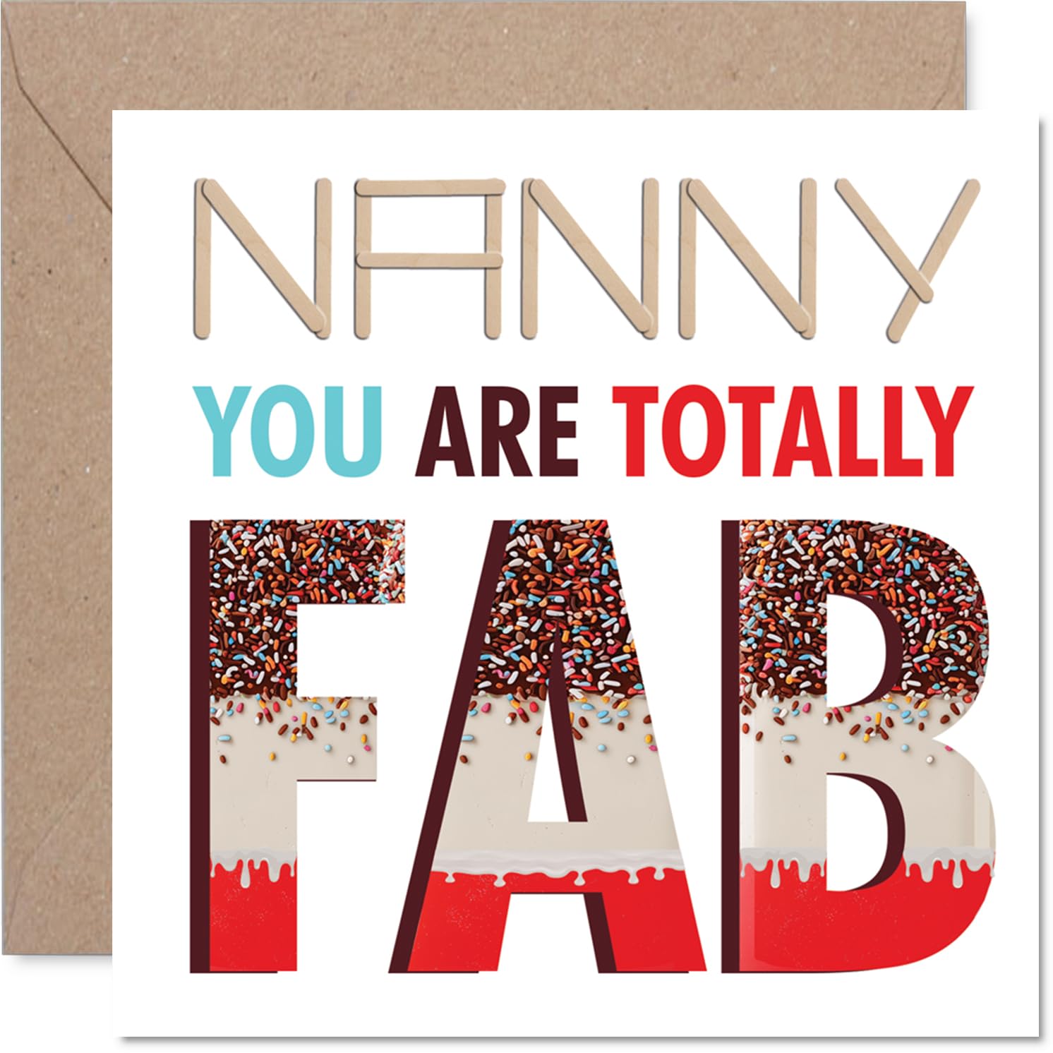Nanny Birthday Card - Totally Fab - Happy Birthday Card for Nanny from Grandson Granddaughter, 145mm Totally Fab Mother's Day Greeting Cards