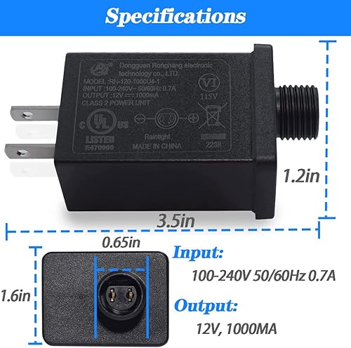Miniatura 4 de Adaptador inflable de repuesto para patio, 12 V, 1a, 2 unidades, adaptador de fuente de alimentación para decoración inflable al aire libre, enchufe