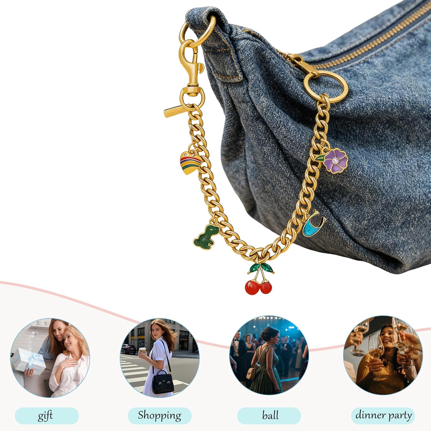 cherry wallet chain Keychains purse extender chain for cute purse charms - Image 6