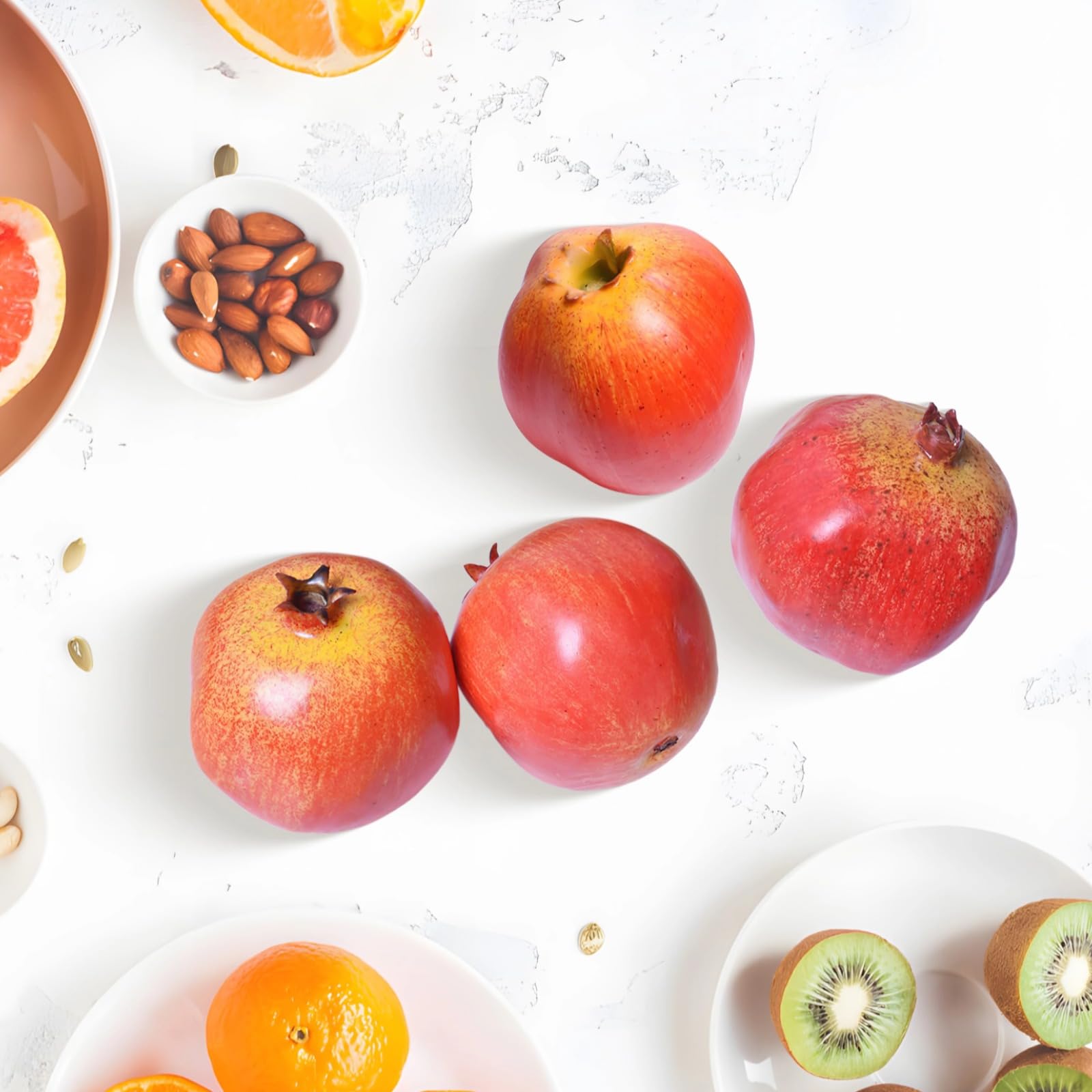 Generisch 6 STK. künstliche Granatapfelmodelle, realistische Granatapfel-Deko aus Schaumstoff, künstliche Früchte mit farbigen Akzenten und detailreicher Oberfläche für Küche, Ausstellungen, Events