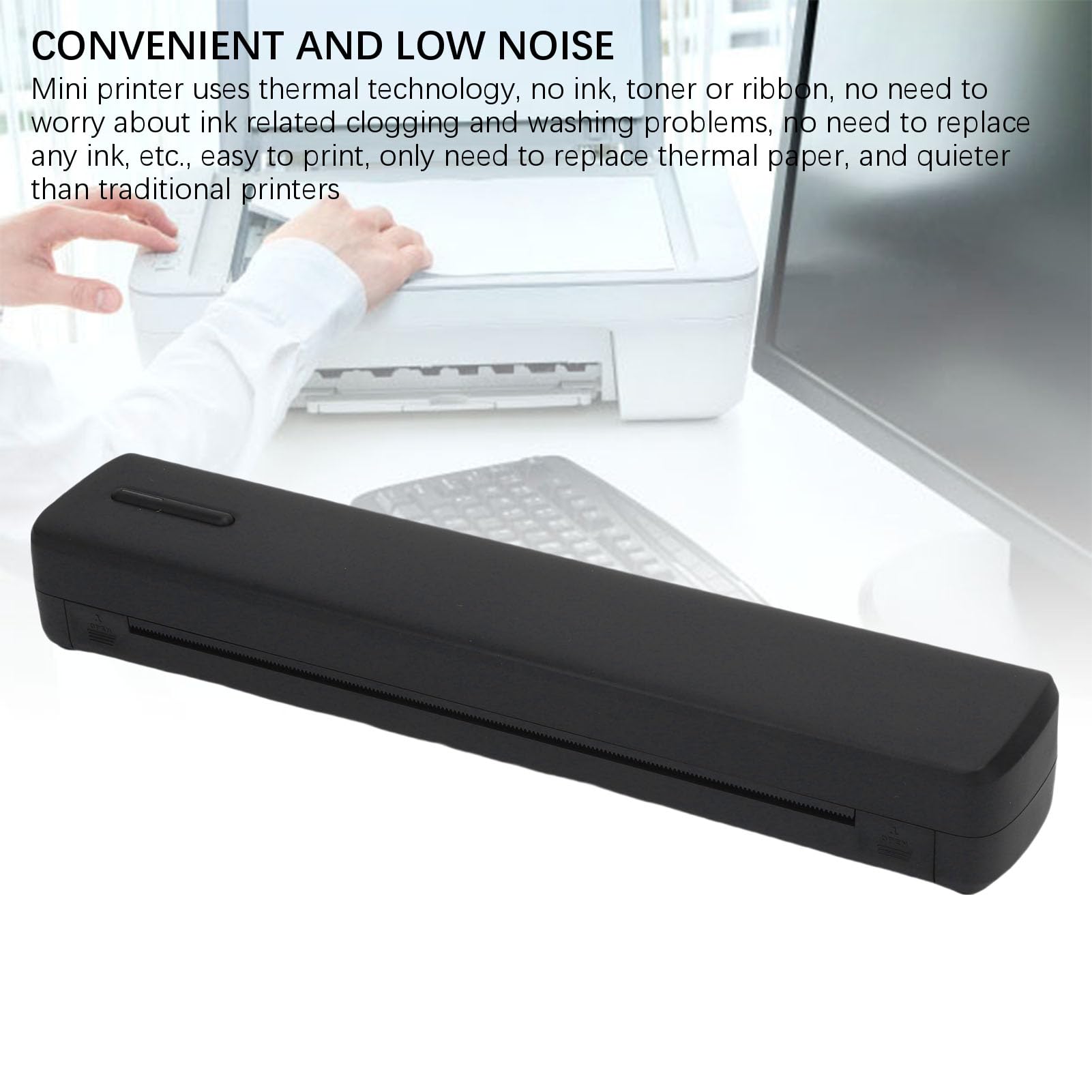 SEAFRONT Imprimante Thermique Portable sans Fil sans Encre, 203 DPI, Prend en Charge Le Papier A4 A5 8,5 X 11 avec Batterie 2600 MAh pour la Maison, Le Bureau et Les Voyages