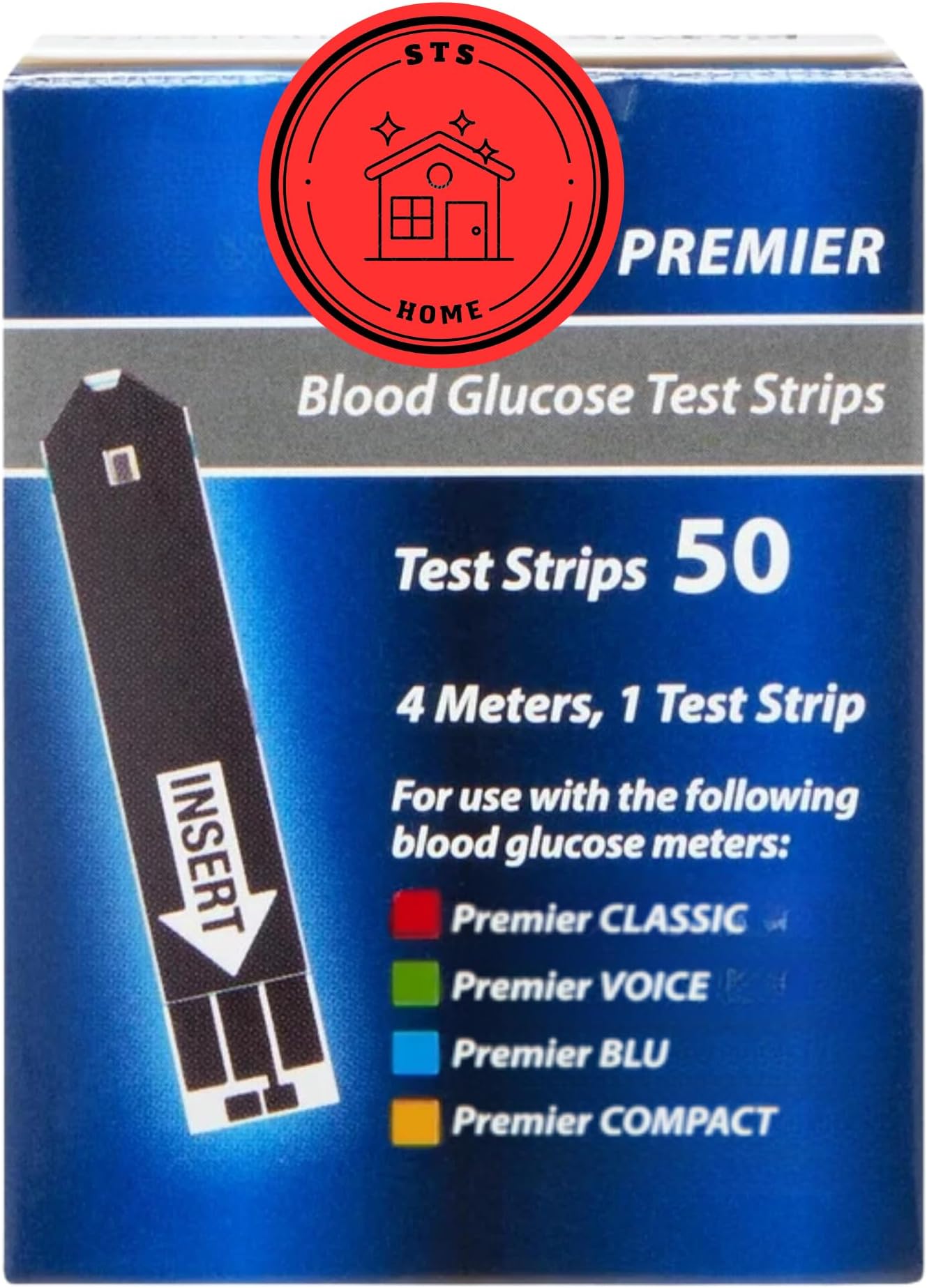 Premier Blood Glucose Test Strips | Blood Glucose Test Strip | Blood Sugar Test Strips | Premier Test Strips 50 Count + STS Sticker.