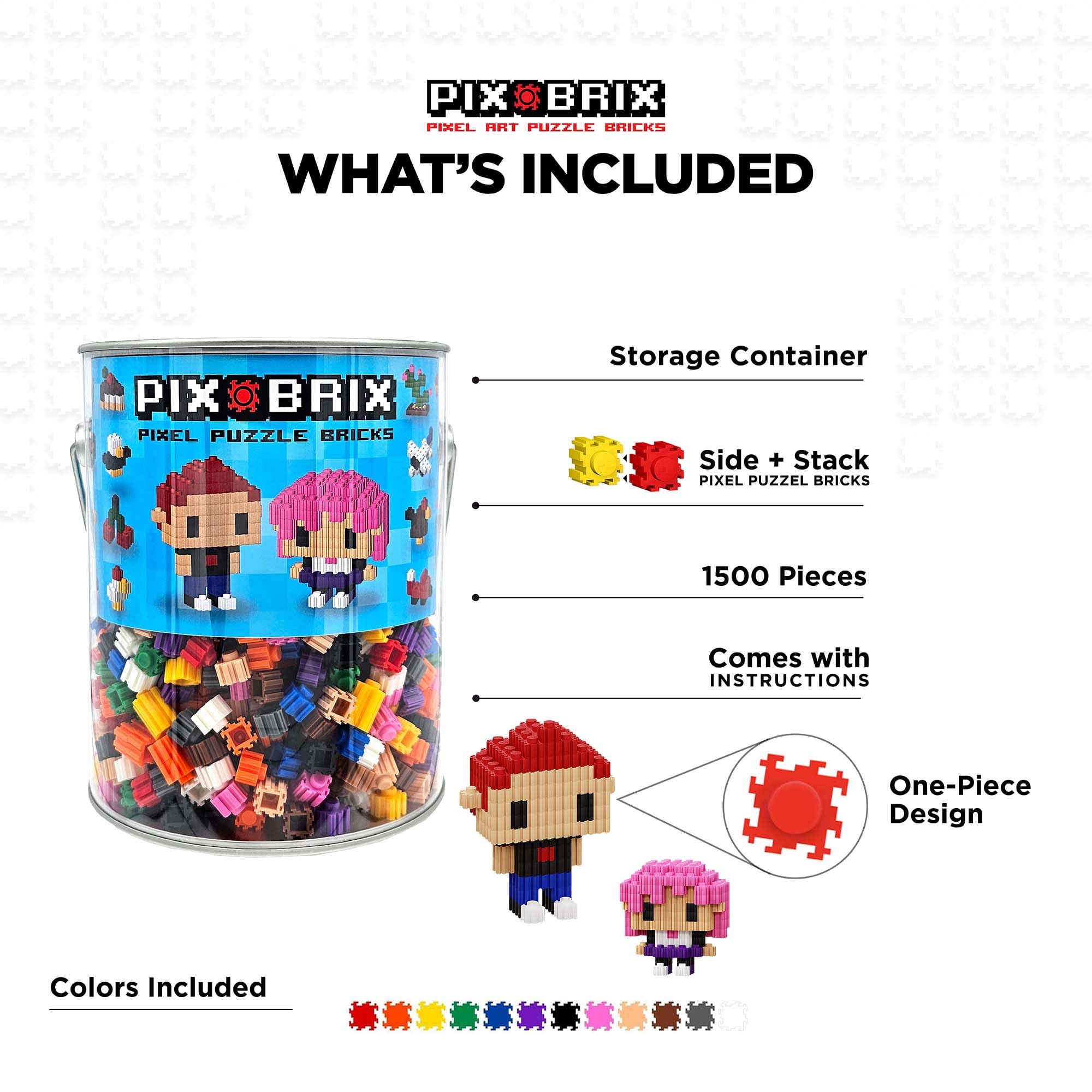 Amazon.com: Pix Brix Pixel Art Puzzle Bricks Bucket – 1,500 Piece