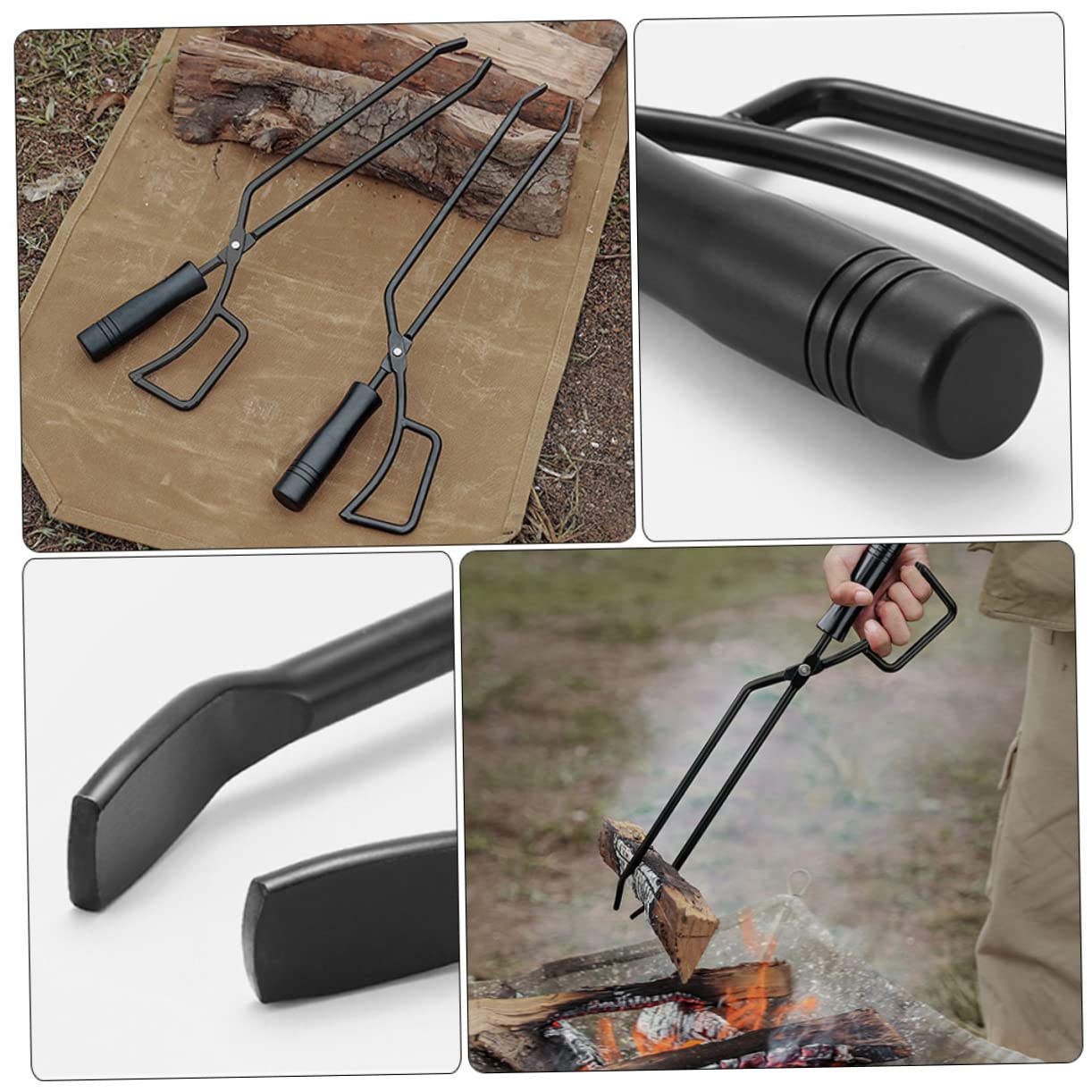 ifundom Pinza Per Carbonella in Ferro Manico Attizzatoio Per Legna Da Ardere Accessori Per Barbecue Robusto e Resistente Al Calore