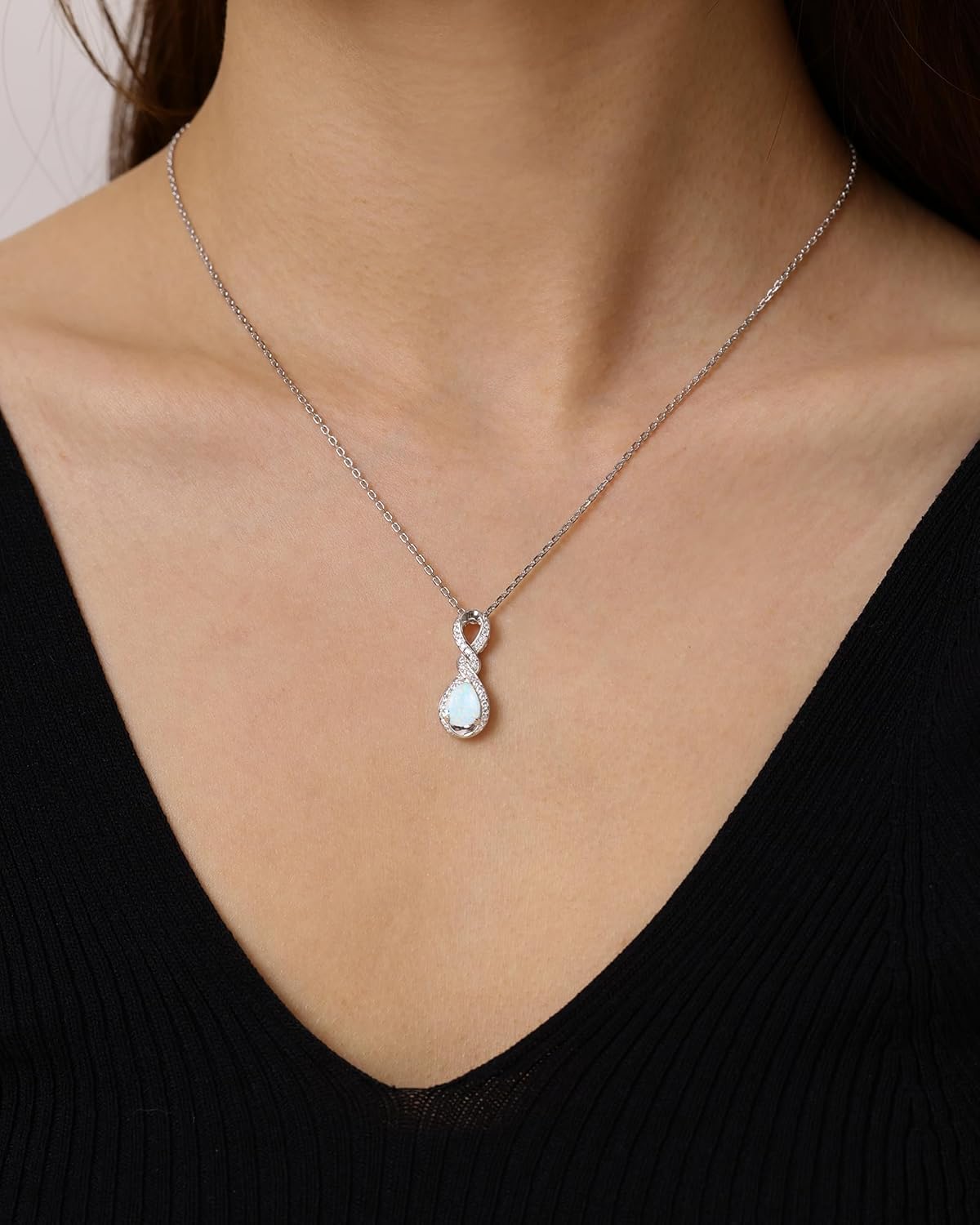 FANCIME Valentines Day Gifts Infinity Embrace Birthstone Necklaces for Women Fine Jewelry Sterling Silver Dainty Infinity Pendant Anniversary Birthday Gifts for Her Wife Women Mom Daughter - Image 3