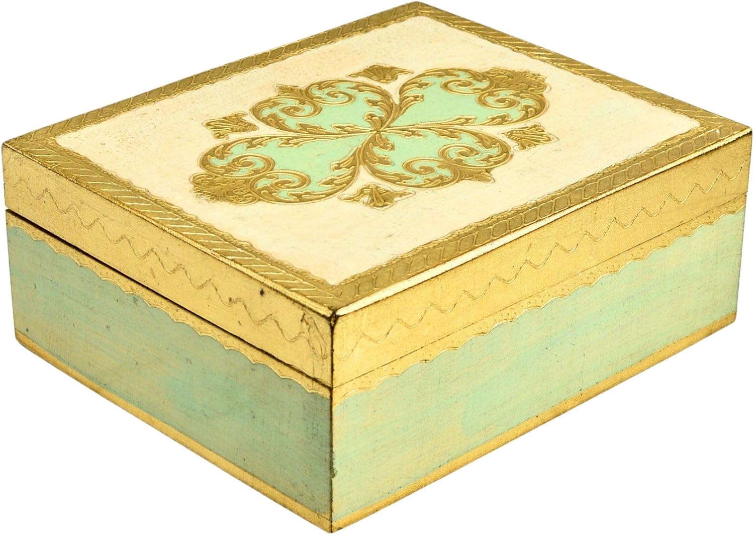 Small, Hand-Painted, Florentine Wooden Jewelry Box, 8x10, for Keepsake Storage, Birthday, Anniversary, Wedding, Holiday Gifts for Women, Handmade by Artisans in Italy. (Red)