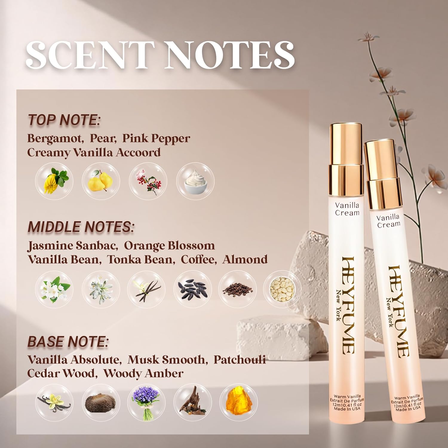 Pheromones Perfumes for Women Mini: Long Lasting Extrait De parfum - Creamy Vanilla Perfume Oil with Citrus Accents & Warm Amber Musk Blend - Strong Intensity Travel Size Spray 0.41 fl Made in USA - Image 2