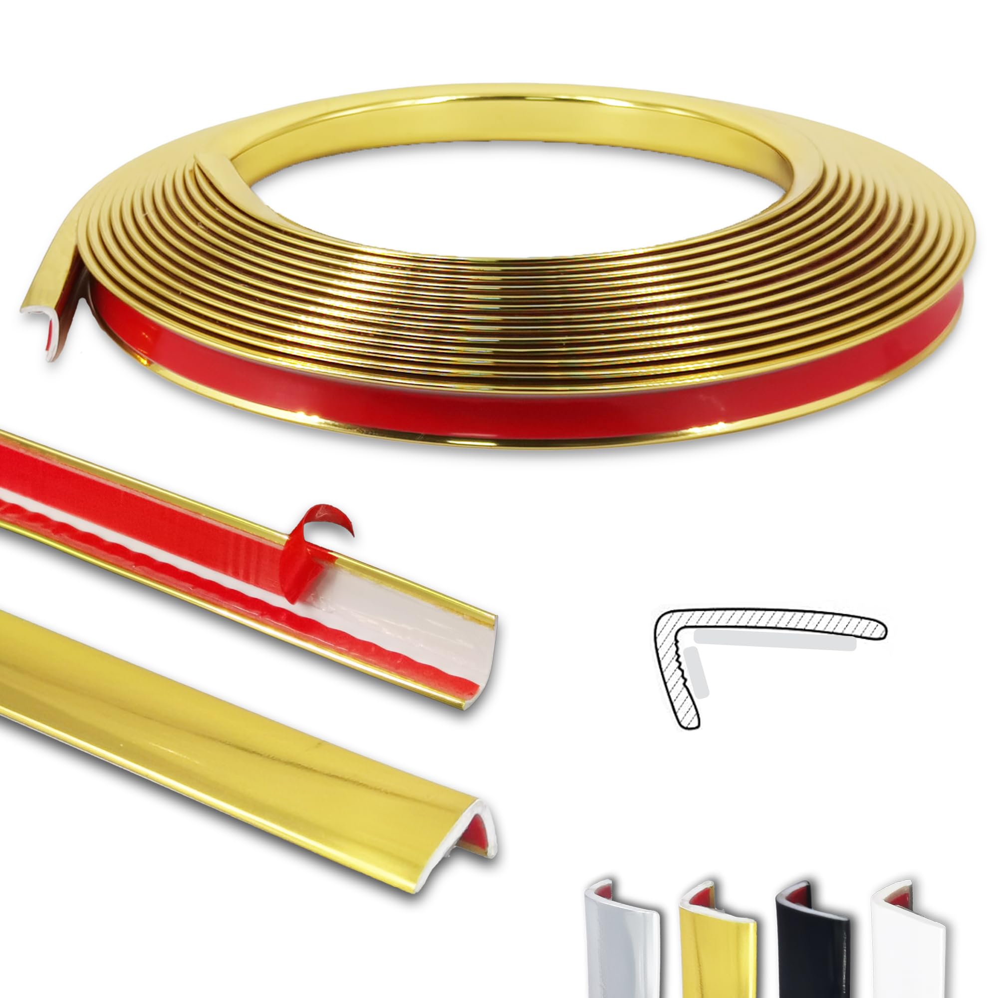 Garniture d'angle extérieure en vinyle doré haut de gamme pour finition de mur 6,1 m