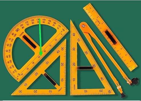 Magnetic Geometry Set on Whiteboard Math Classroom, Large 5 Pieces | Protractor Triangle Ruler Plate Set Compass Drawing Tools for Teacher