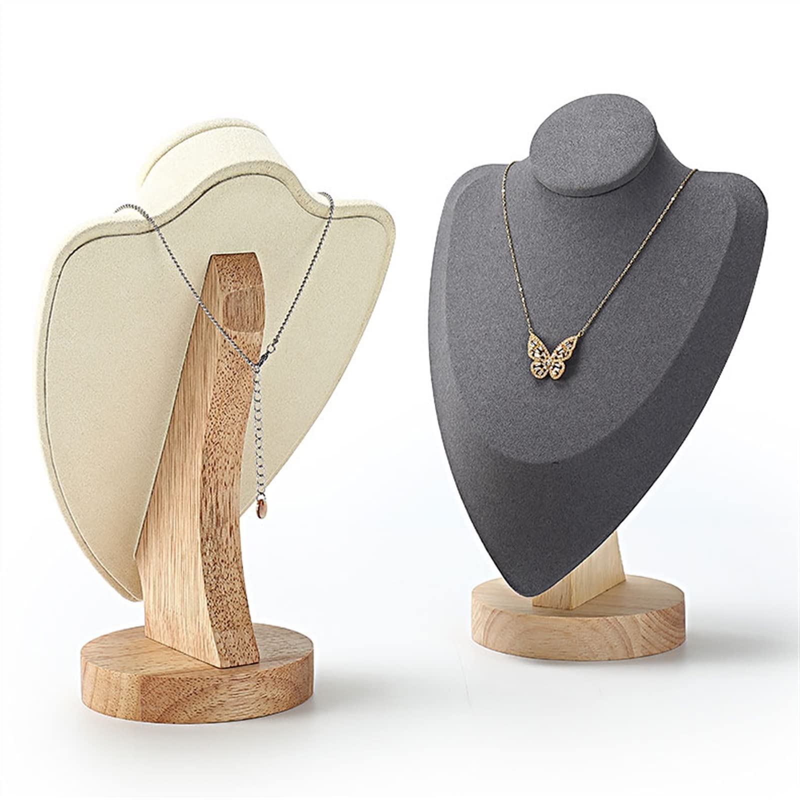 Organizador de Joyas Expositor de joyas de terciopelo beige, expositor de joyas, busto, soporte para collares, colgantes, busto, gargantilla, estante para joyas, organizador de colgantes, estante par