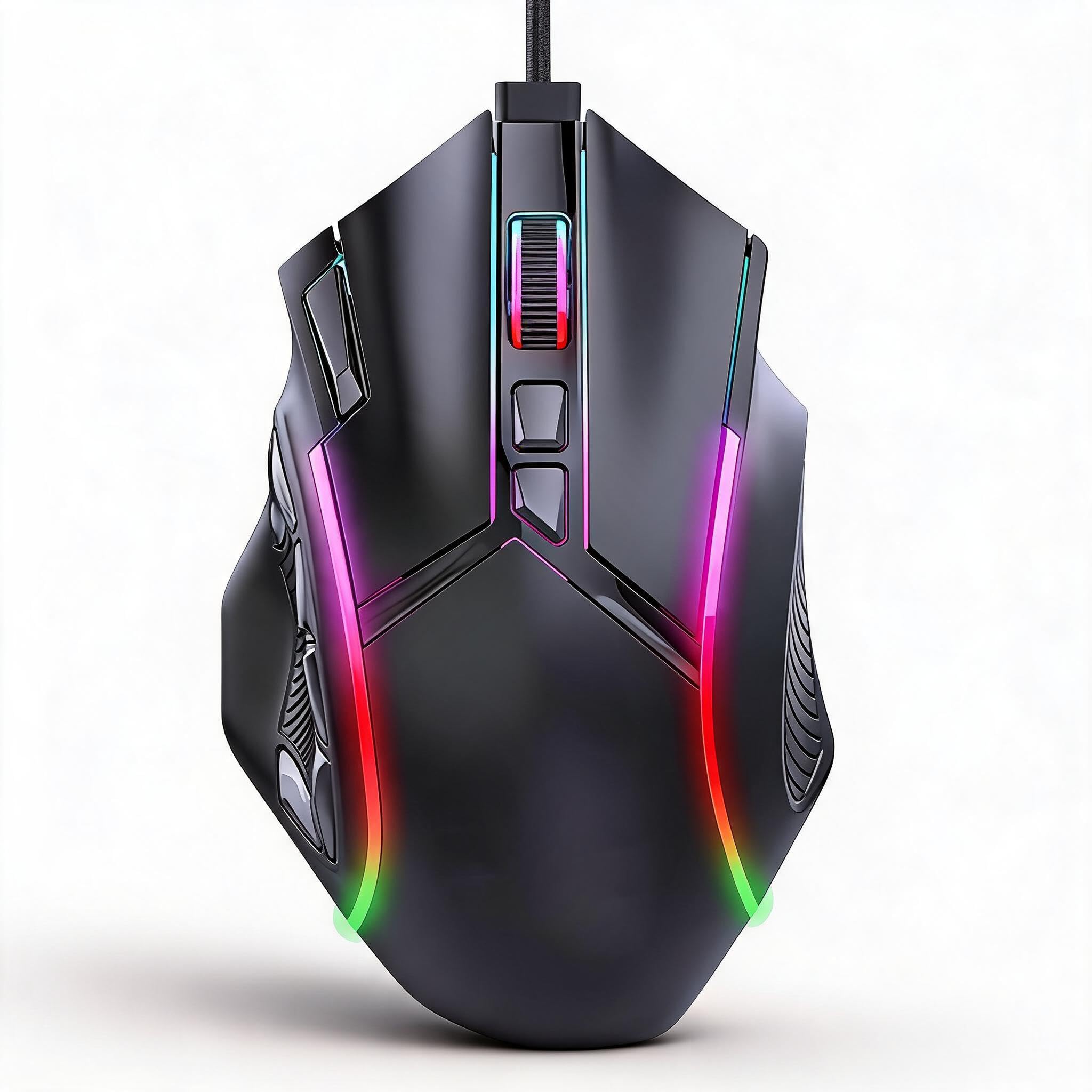 Ratón RGB para juegos Annadue de 12800DPI con 12 teclas macro programables y cable 8