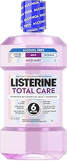 Listerine Total Care Alcohol-Free Mild Mouthwash, 6 Benefit Oral Rinse for a Healthier Mouth, Strengthen Enamel, Mild Mint Flavor, 1 L