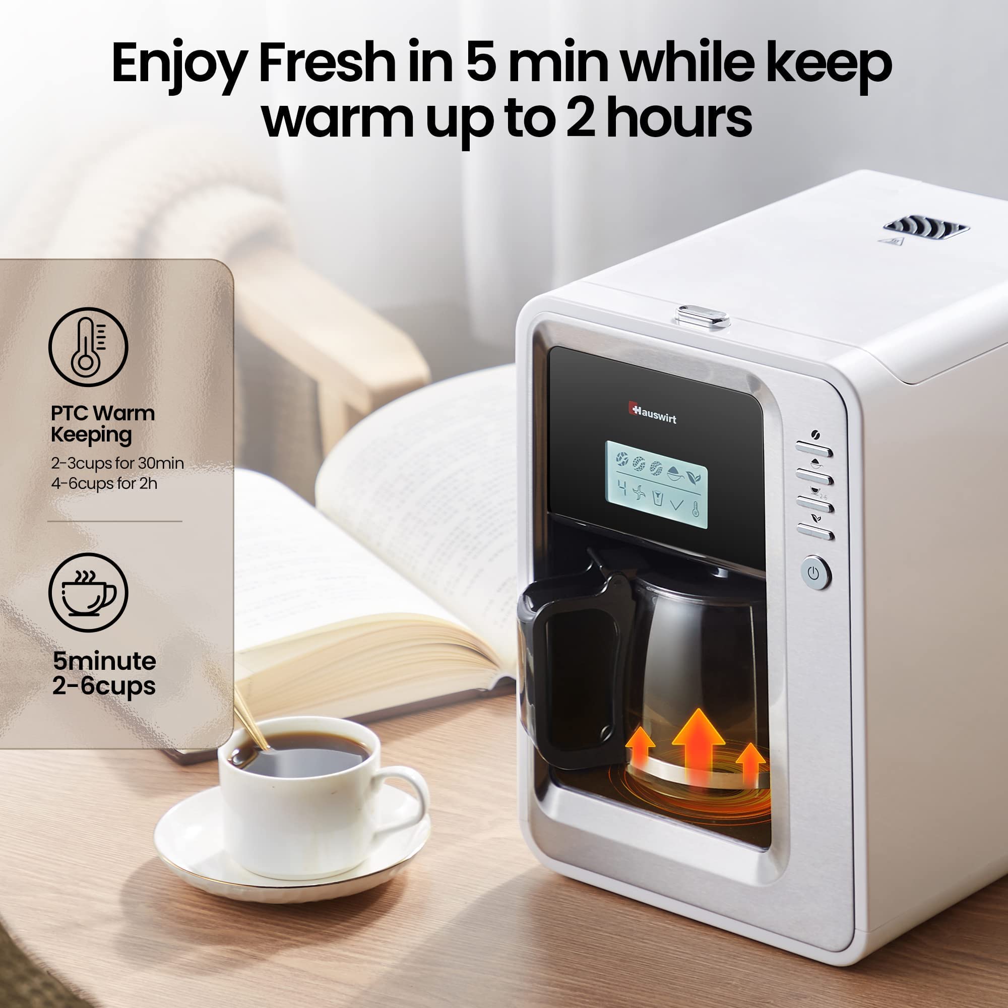 HAUSWIRT Bean to Cup Automatic Coffee Maker, Stainless Steel Filter