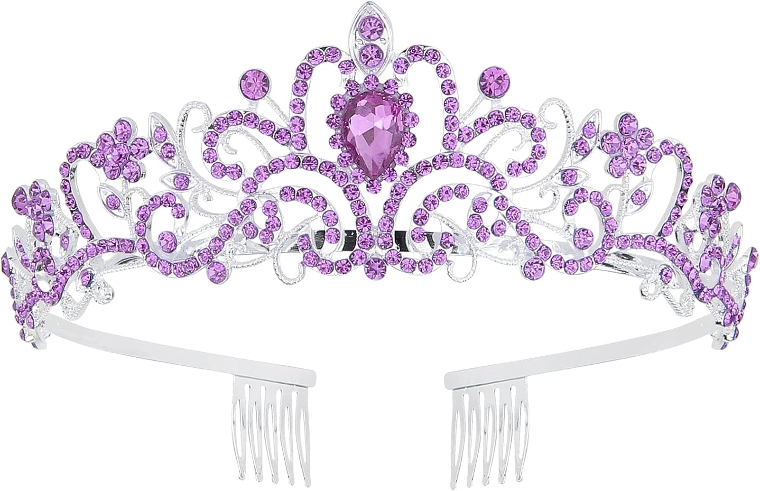 COCIDE Tiara Crowns Crystal Headband Princess Rhinestone Crown with Combs Bride Headbands Bridal Wedding Prom Birthday Party Hair Accessories Jewelry for Women and Girls (O LIGHT PURPLE)