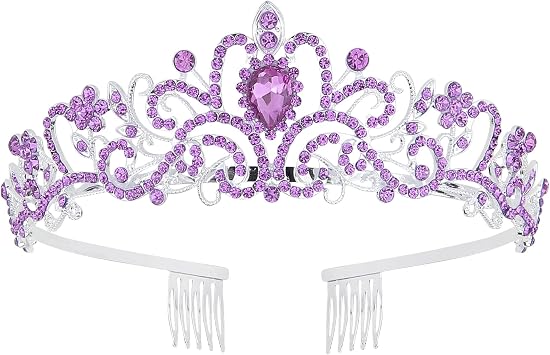 COCIDE Tiara Crowns Crystal Headband Princess Rhinestone Crown with Combs Bride Headbands Bridal Wedding Prom Birthday Party Hair Accessories Jewelry for Women and Girls O LIGHT PURPLE