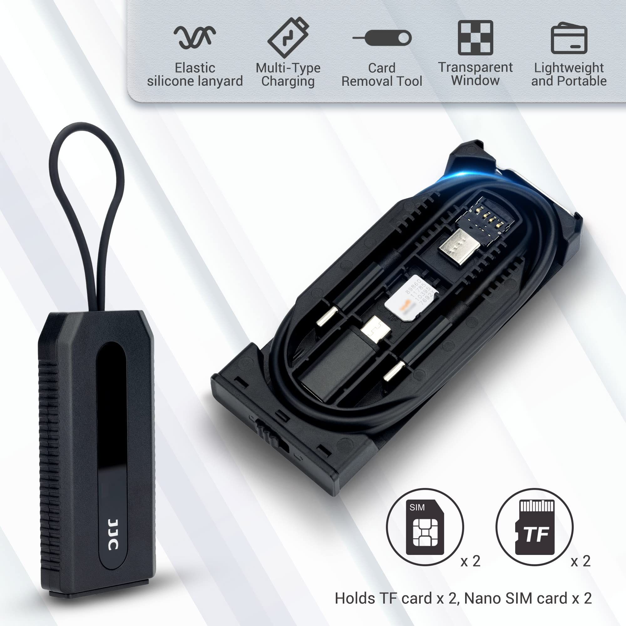 JJC Set di cavi da viaggio con cavo USB C tipo C dati e cavo di ricarica rapida PD + 3 adattatori (USB C a USB A/Micro USB/luce) + adattatore OTG