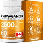 CelluGreen Organic Ashwagandha - Canadian-Made - Adaptogen for Stress, Sleep, Memory & Energy - With Black Pepper for Enhanced Absorption - 650mg Ashwagandha per Capsule - 120 Capsules