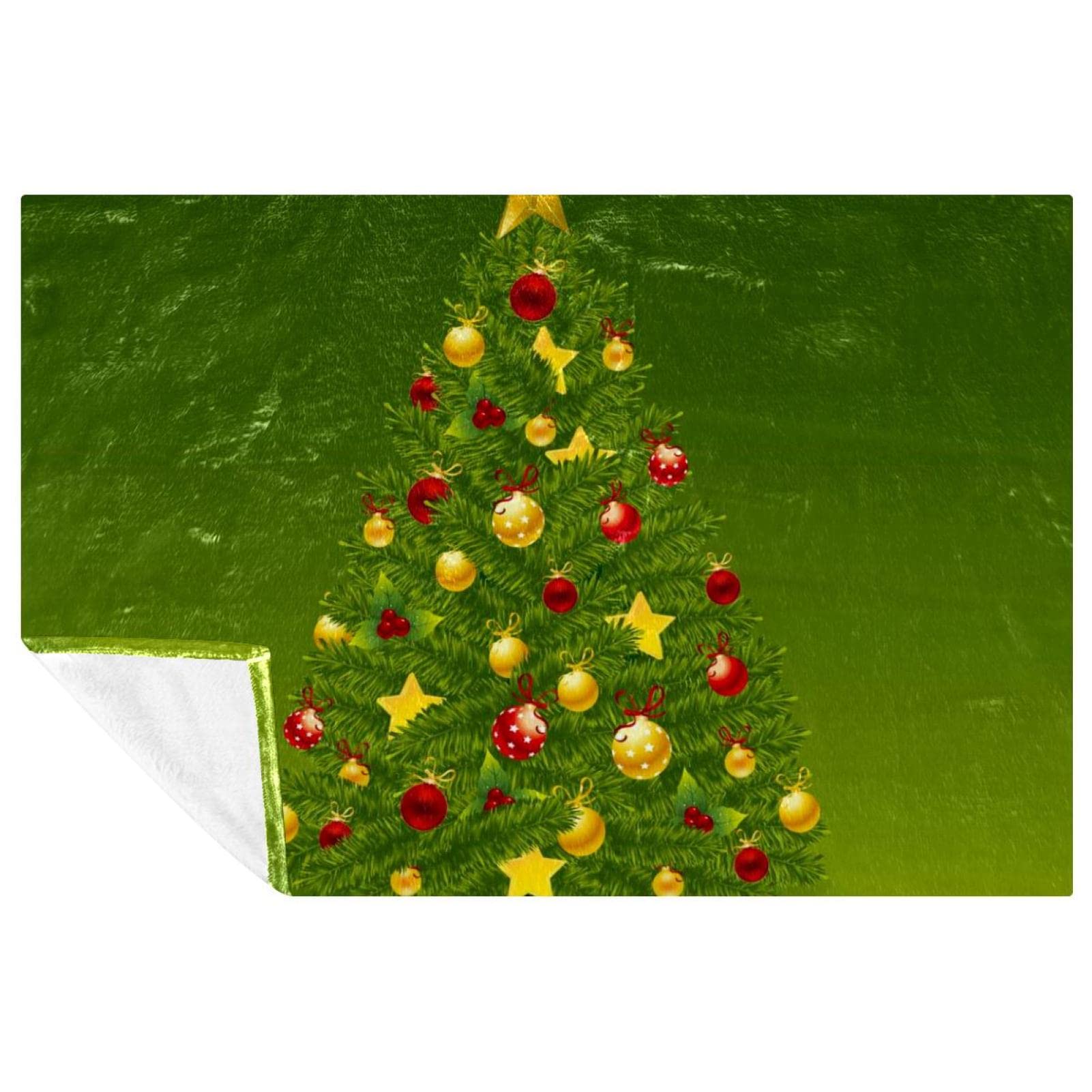 Couverture chaude lit anti-courant d'air plaid sapin de Noël étoiles 150x100