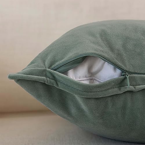 Miniatura 4 de JUSPURBET Sage - Juego de 2 fundas de almohada decorativas de terciopelo de 16 x 24 pulgadas, funda de cojín suave con cremallera invisible para