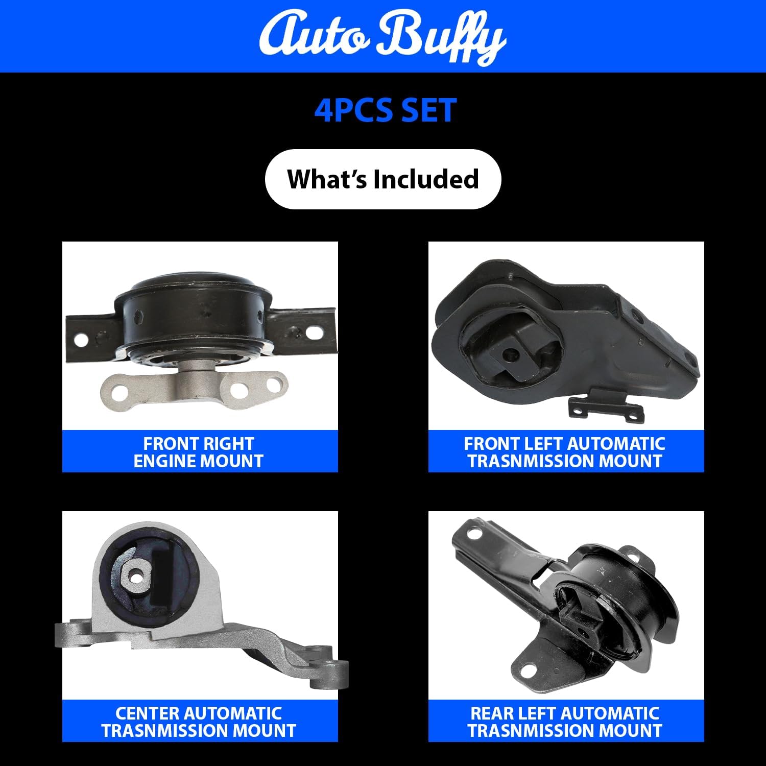 Motor & Transmission Mount Set 4PCS, Fits for 2002-2005 Malibu / Classic / Grand AM / Alero 2.2L - Perfect Replacement for 2874 A2874 3129 A5308 5078 - Enhance Performance & Stability