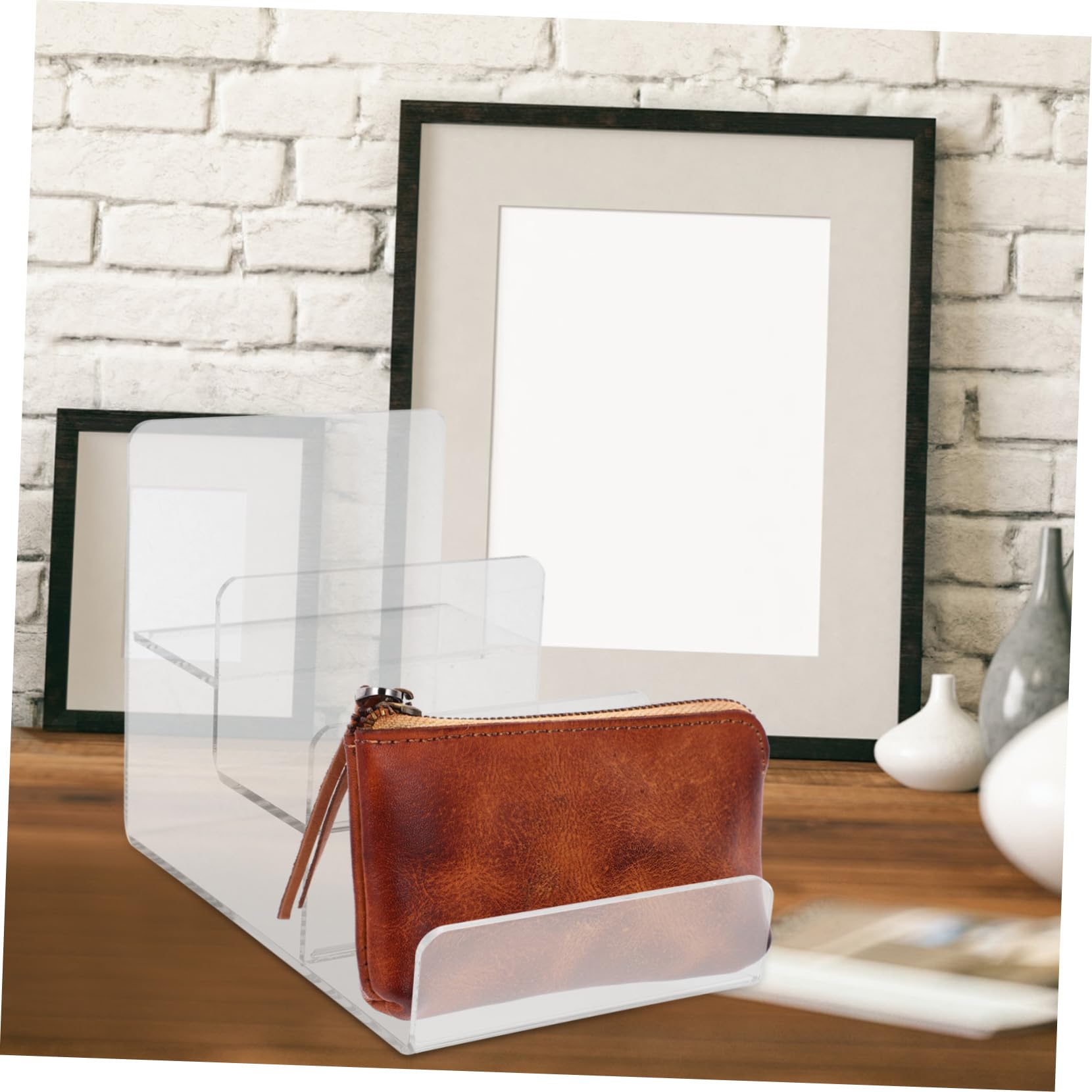 IMIKEYA 2 Pièces Présentoir Portefeuille Acrylique 3 Niveaux - Étagère Rangement Vitrine Claire