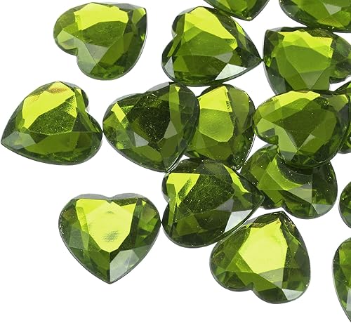 Miniatura 8 de MECCANIXITY 20 calcomanías de joyería de plástico con parte trasera plana de diamantes de imitación de corazón acrílico de 0.98 pulgadas para