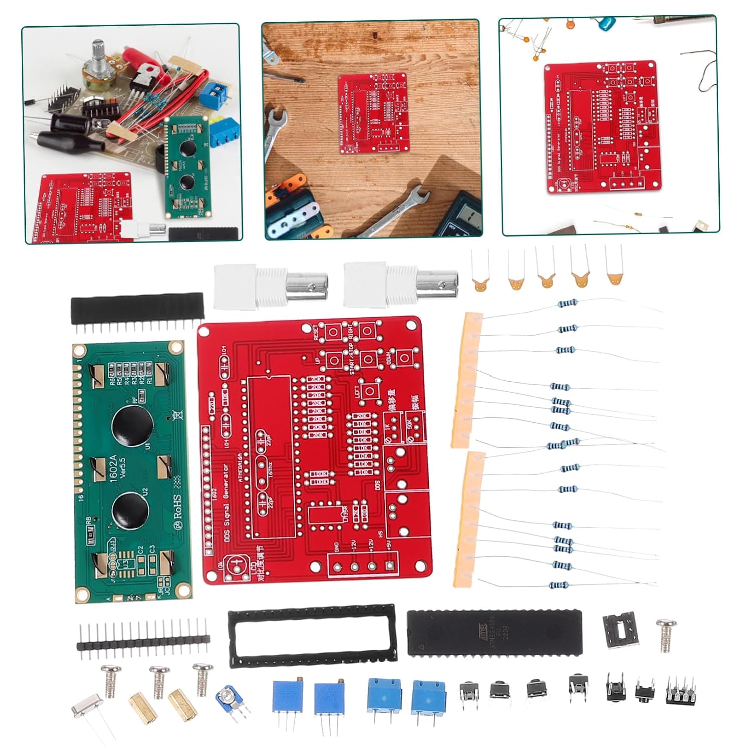Holibanna 8MHz DDS Kit Adjustable Dual Output Signal Device LCD Display for Precision Signal Generation