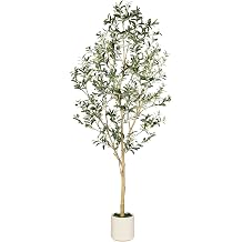 LYERSE Faux Olive Tree 7ft with Sturdy White Planter