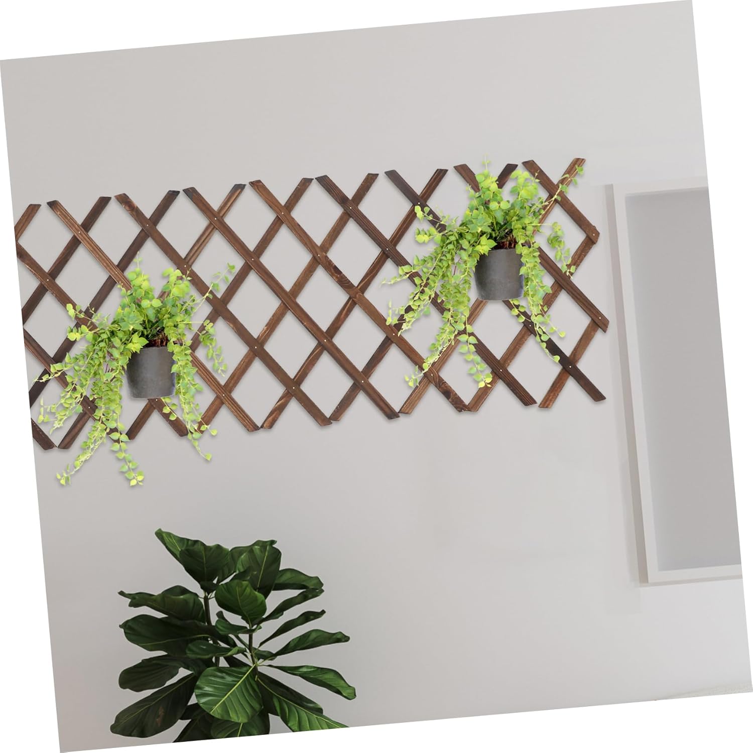 Kisangel Outdoor Wooden Trellis for Climbing Plants Decor Backyard Lattice Fence Patio Wall Decor Garden Trellis Frame Outdoor for Porch