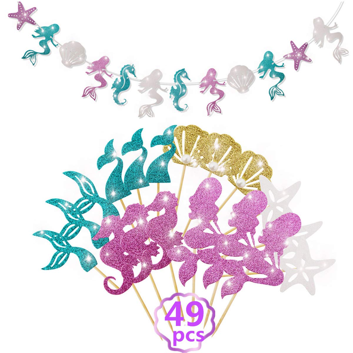 Buy Mermaid Party Decorations Supplies Birthday Banner , Hanging Swirls