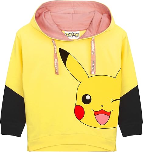 Miniatura 3 de Pokemon Sudadera con capucha para niñas y niños, color amarillo Pikachu con capucha