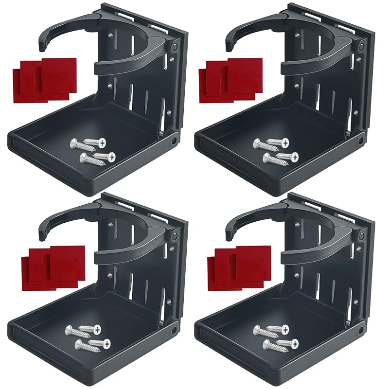 Kit com 4 Porta-Copos Dobráveis com Braços Ajustáveis para Montagem em Parede, ABS, Preto Socpuro S-001