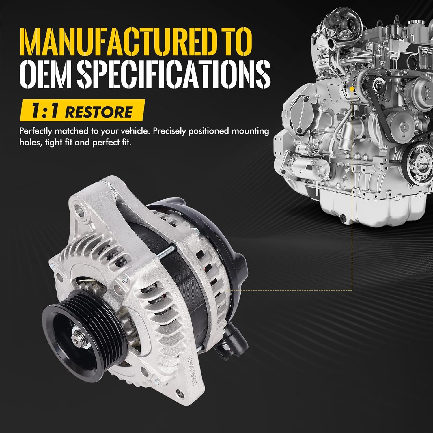 KUSATEC 1042105920 New Alternator Compatible with Acura MDX ZDX 10-13/RL 09-12/TL 09-14/TSX 10-14; Honda Odyssey 08-10/Pilot Ridgeline 09-11 3.5 3.7L V6, 12V Replacement OE# 31100-RGW-A01