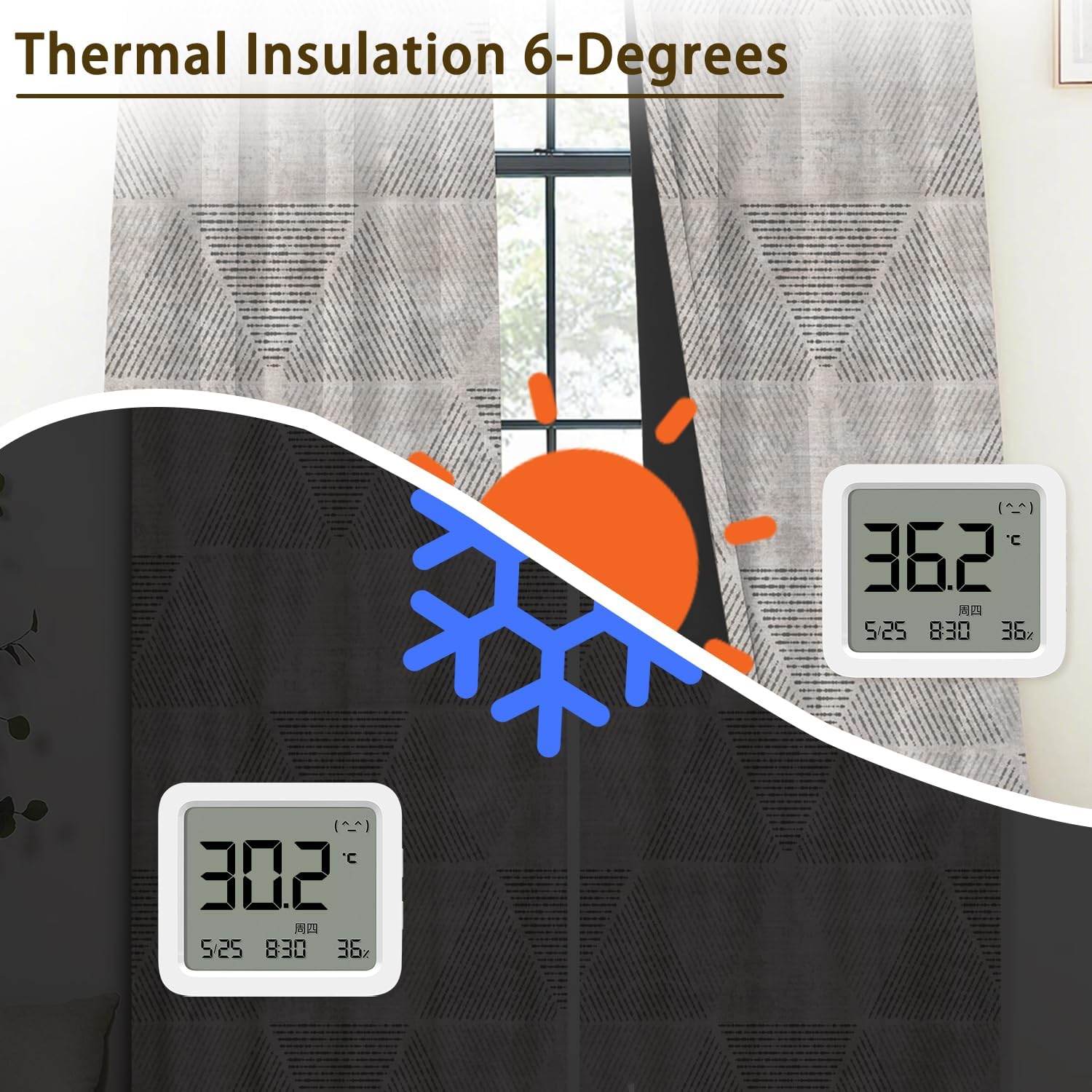Blackout Curtains 52x84 Inch 2 Panels - Grommet Top Geometric Pattern Drapes, Thermal Insulated Light Blocking Window Treatments for Modern Minimalist Scandinavian Home (Neutral Gray)