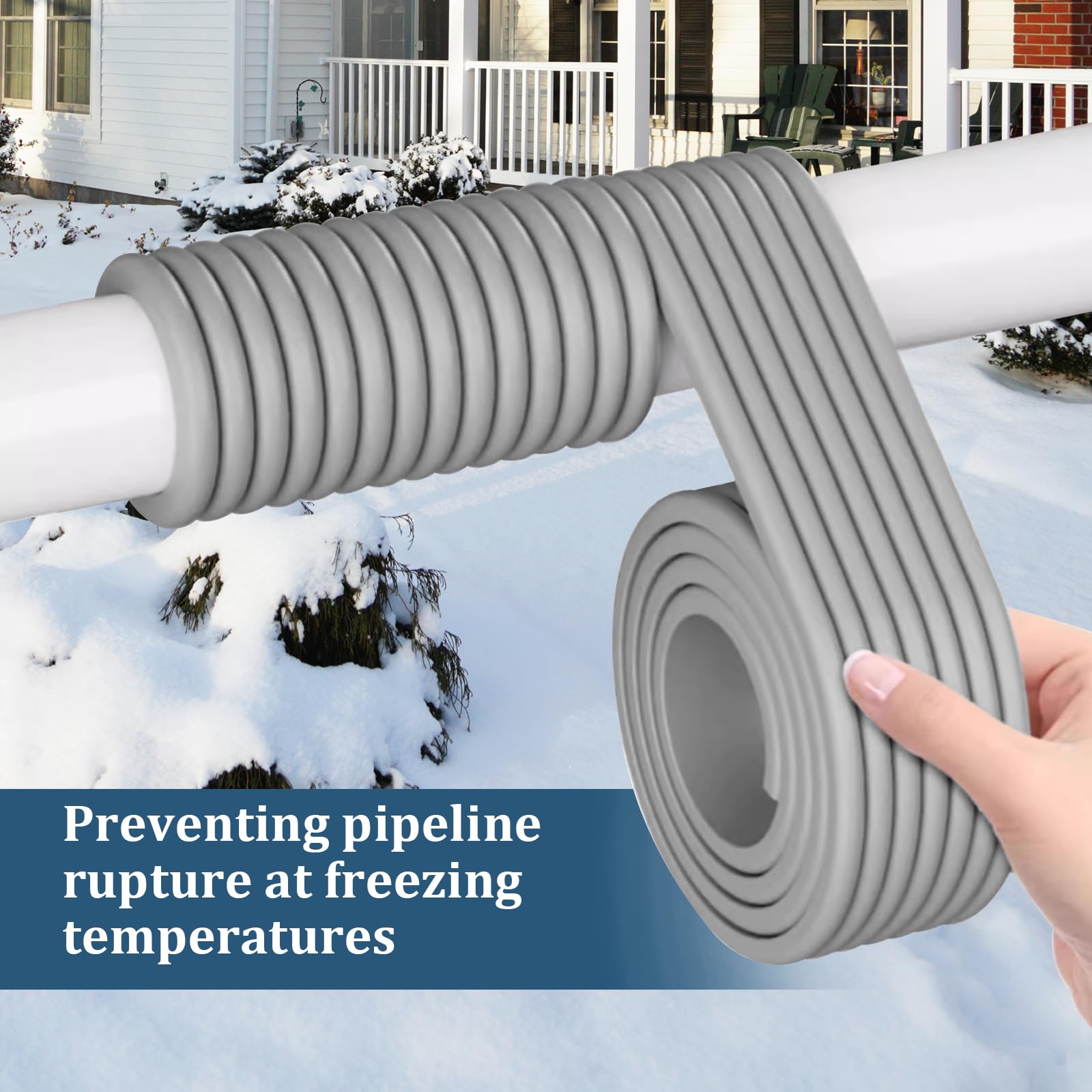 8 cm x 5 m Isolants de tuyaux pour extérieur, isolation en mousse pour tuyaux de chauffage, protection de tuyau auto-adhésive, isolation thermique et acoustique, pour conduites d'eau extérieures en