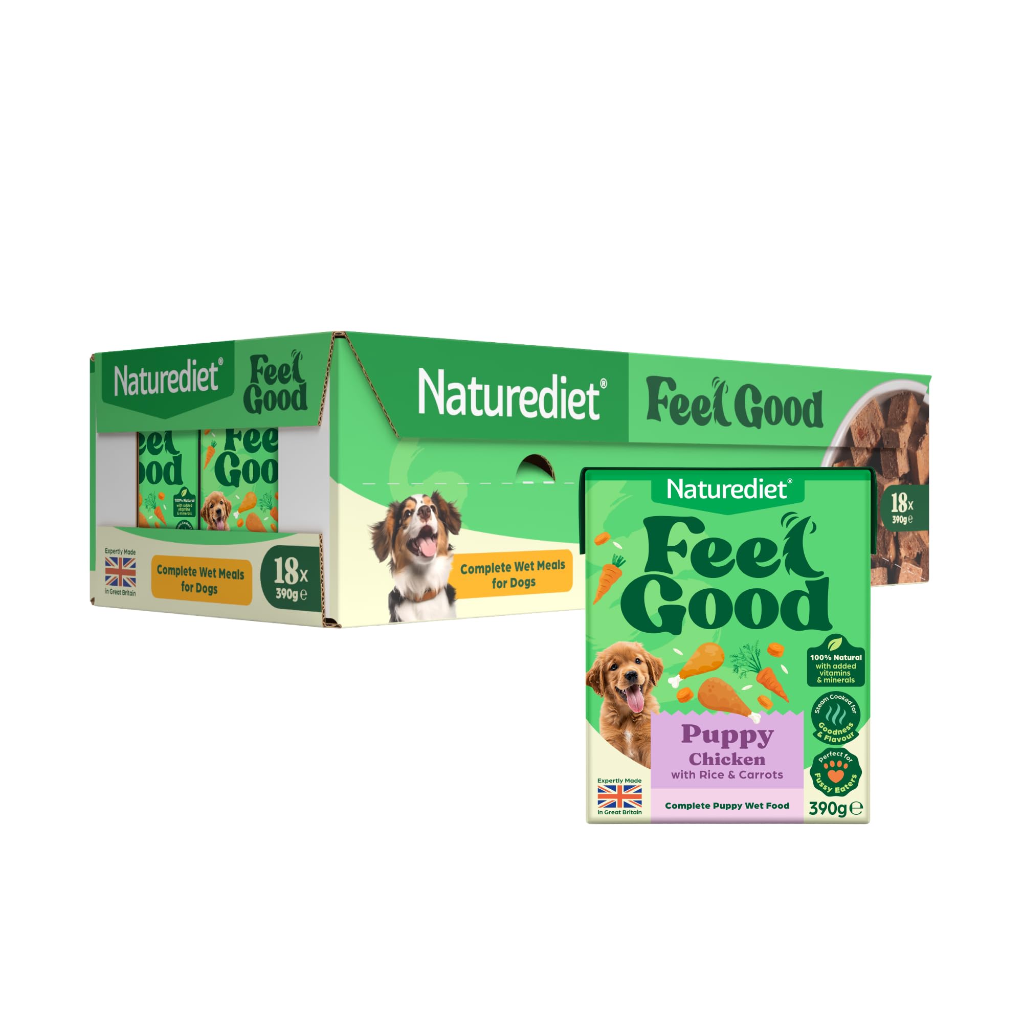 Naturediet - Feel Good Wet Dog Food, Natural and Nutritionally Balanced, Puppy, 390g (Pack of 18)