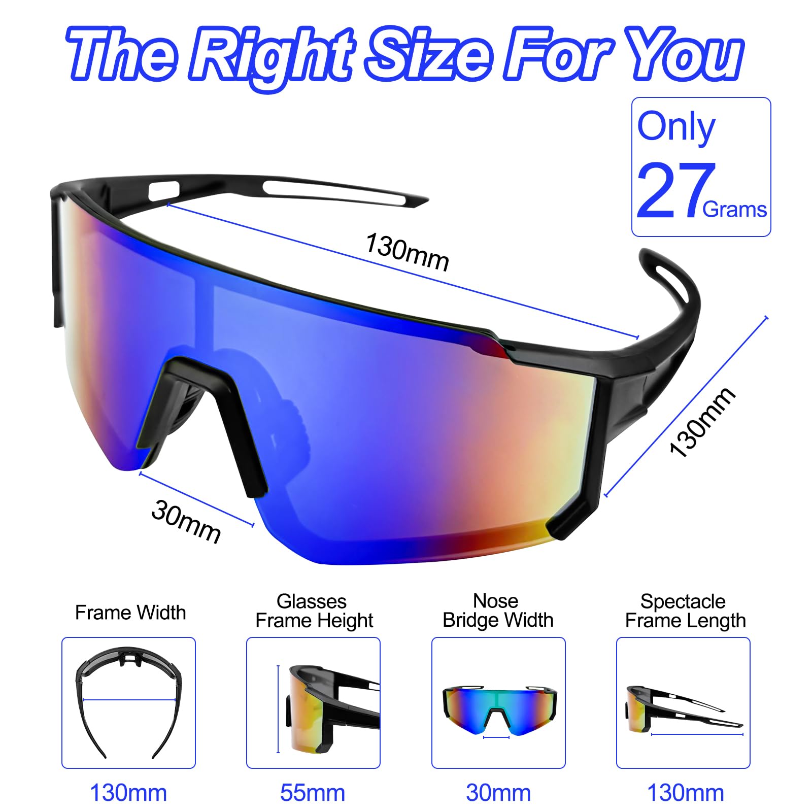 2 Pezzi Occhiali da Ciclismo Polarizzati, Occhiali da Sole da Ciclismo, Occhiali Veloci Uomo, Occhiali Ciclismo Uomo, Protezione UV400, Occhiali Bici da Corsa per Ciclismo Corsa Sci Pesca Ecc
