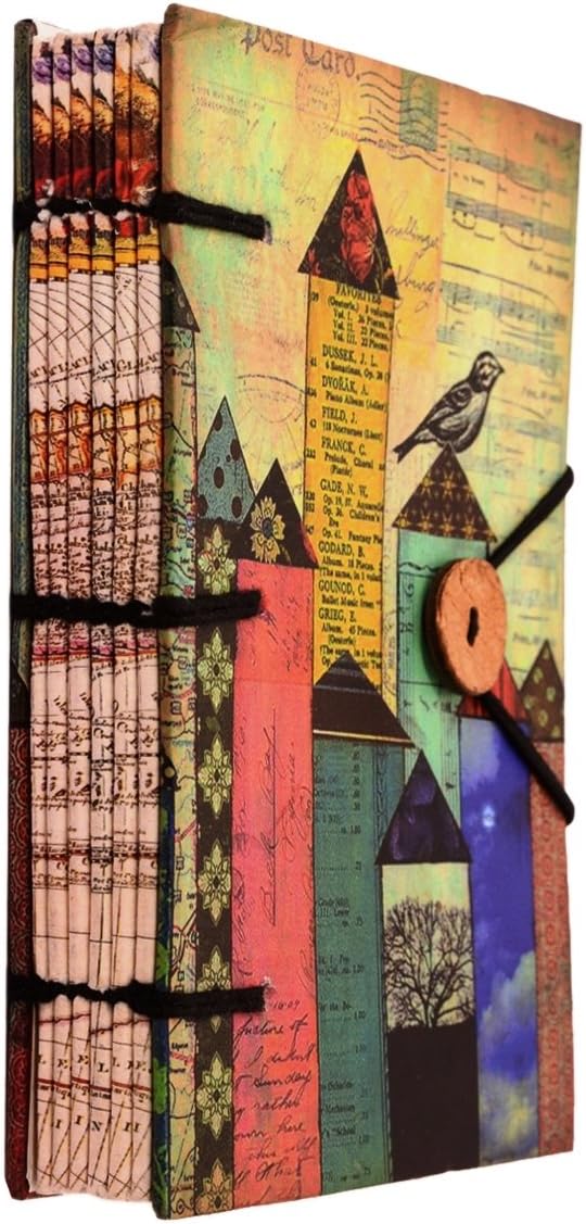 Purpledip Vintage Diary 'Urban Jungle': Handmade Paper Journal with String & Button Closure (11111)
