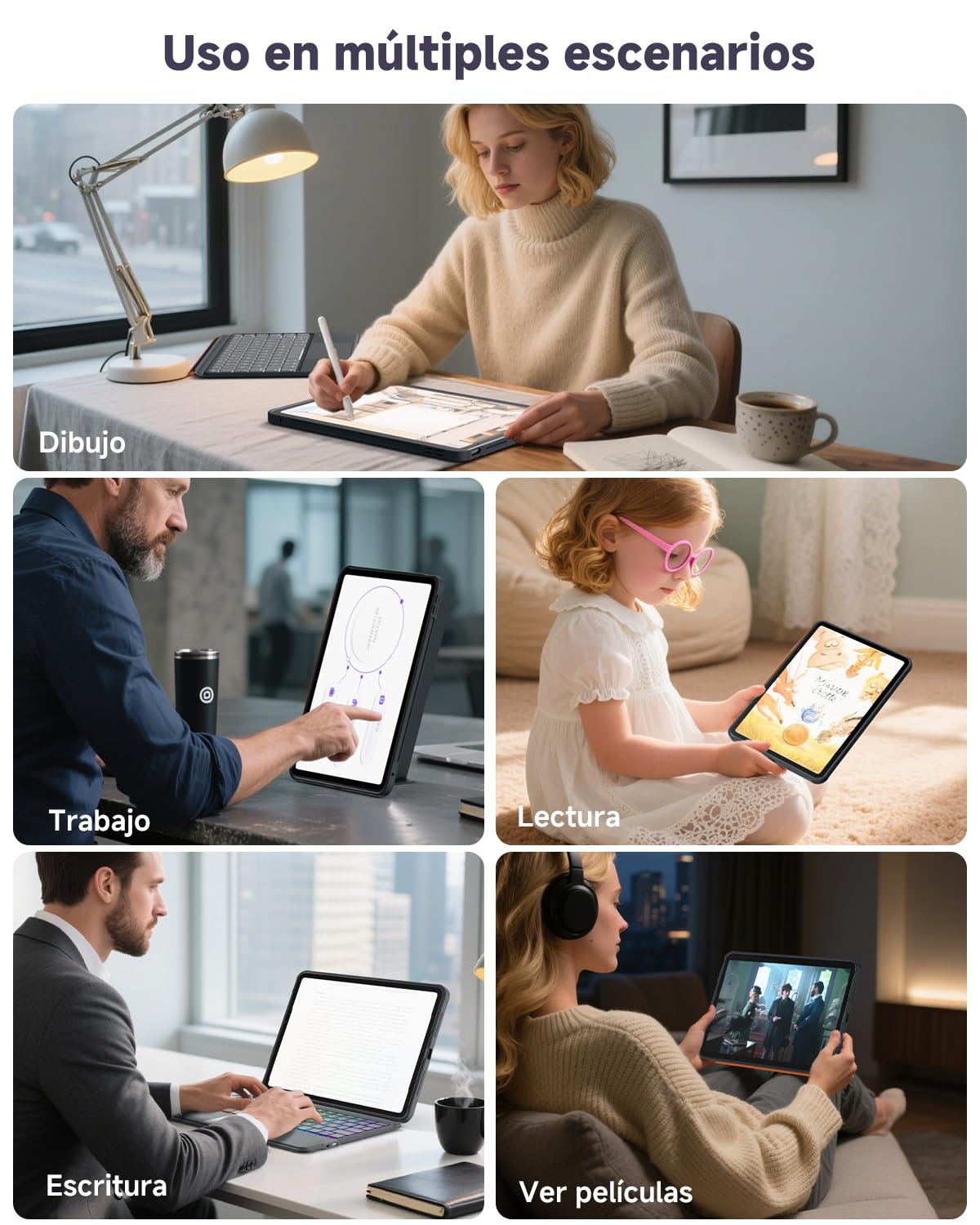 Funda con Teclado para iPad 11 Pulgadas con Trackpad, Teclado Magnético Desmontable, Teclas Retroiluminadas, Diseño Delgado para iPad Air 11" (M4/M3/M2), iPad 10ª/11ª Gen, Air 5/4, Pro 11"