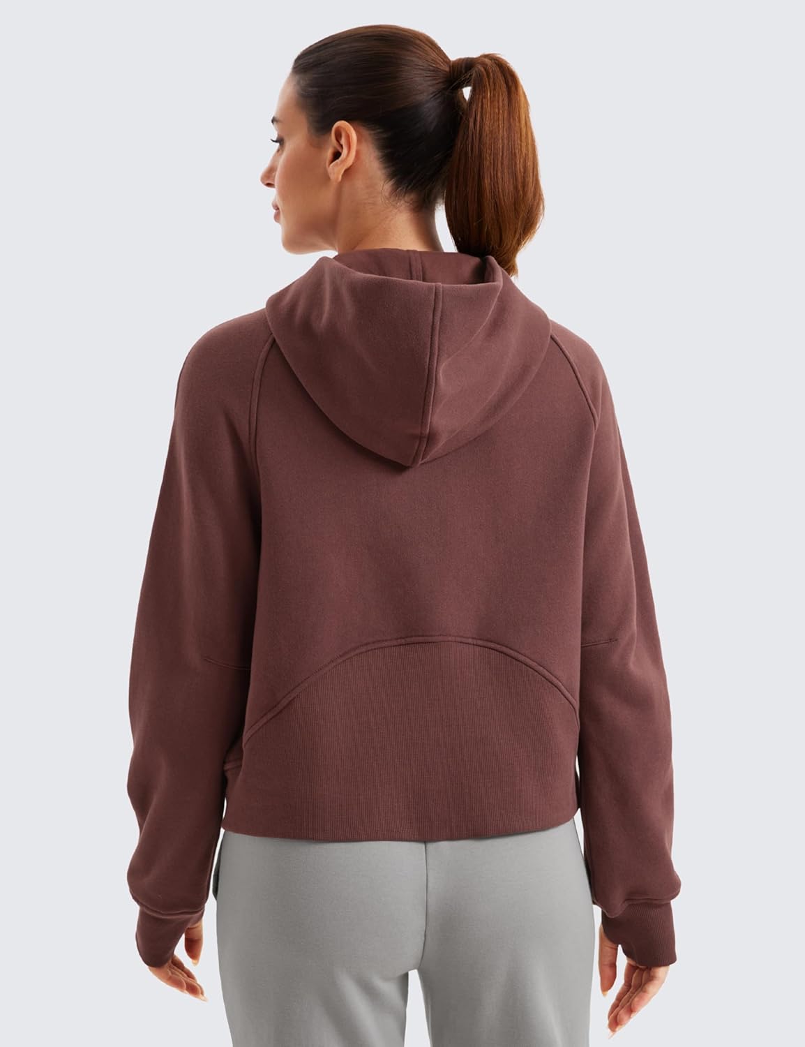 CRZ YOGA Womens Fleece Lined Full Zip Hoodies Oversized Long Sleeve Casual Workout Hooded Sweatshirt with Thumb Holes - Image 2