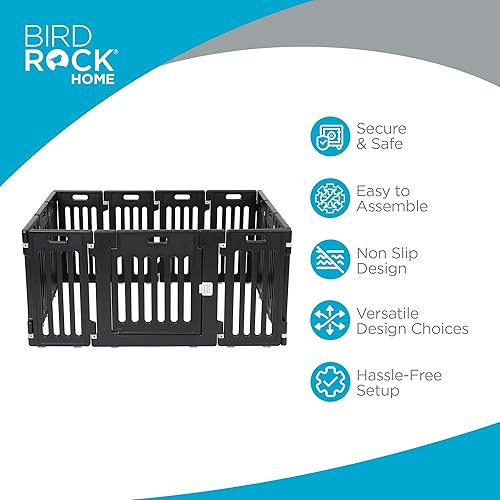 Miniatura 3 de BIRDROCK HOME Corralito para perros con puerta, 12 paneles, 25.6 pulgadas de alto, plástico fuerte, antideslizante, puerta segura para mascotas,