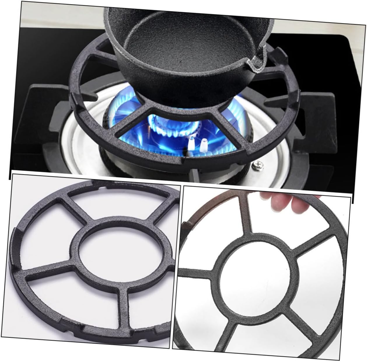 LABRIMP 2pcs Stovetop Griddle Pot Bracket Multi-functional Gas Stove Wok Ring Iron Rack for Pot Skid Kitchen Supplies