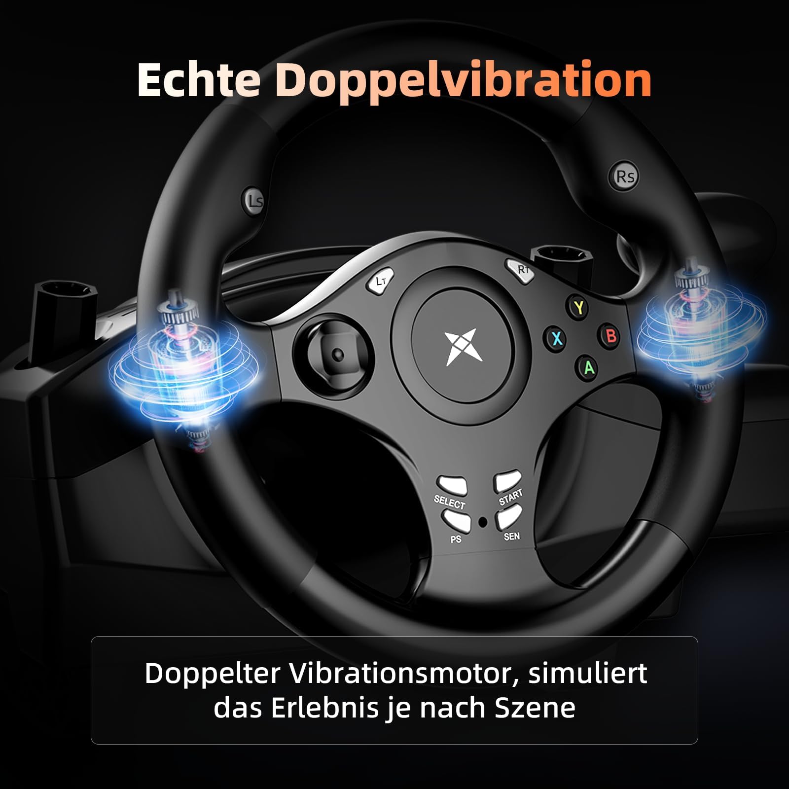 NBCP R270 Gaming Lenkrad mit Pedalen 270° Vibrationseffekt Kompatibel PC PS3 PS4 Xbox One Xbox Series X/S Nintendo Switch