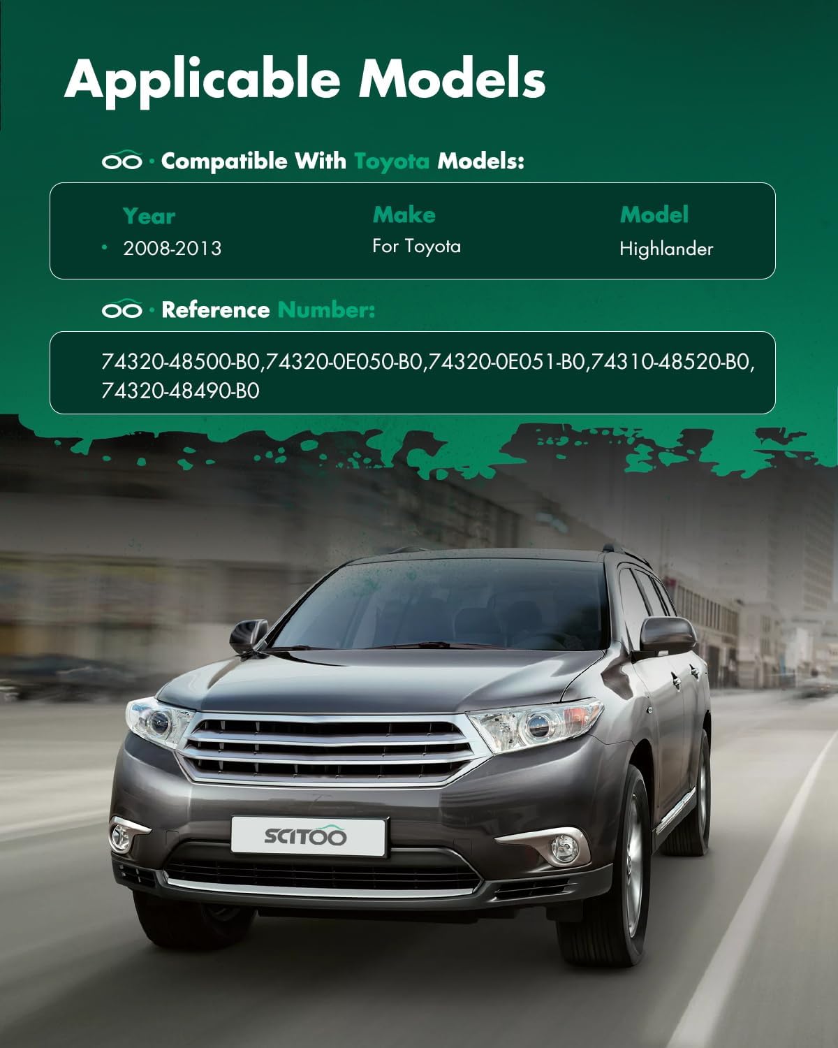 SCITOO Left & Right Sides Sun Visor Assembly fit for Toyota Highlander 2008-2013 with Sunroof (Gray)